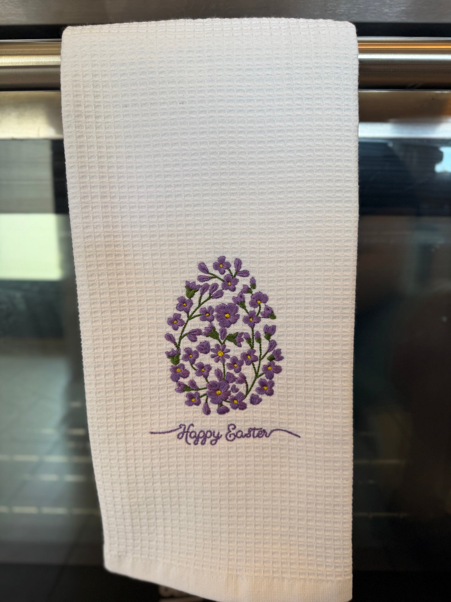 Floral Easter Egg Embroidered Kitchen Towel