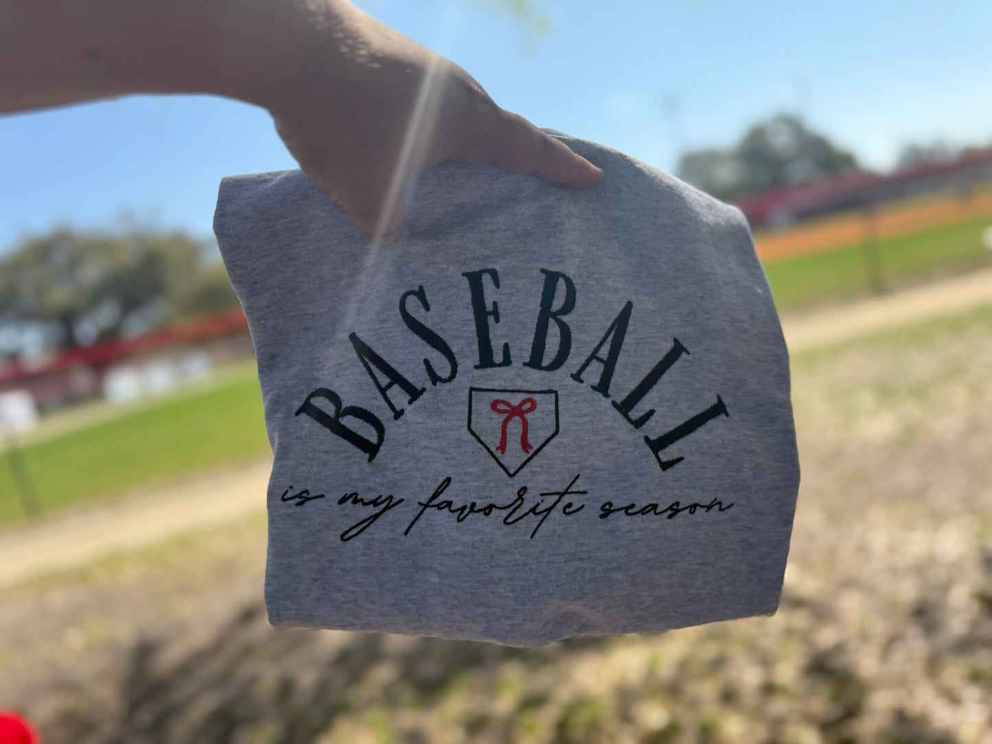 “Baseball is My Favorite Season” Embroidered Crewneck Shirt