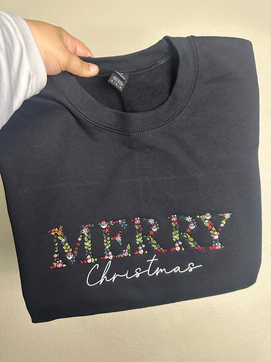 Merry Christmas Embroidered Sweatshirt