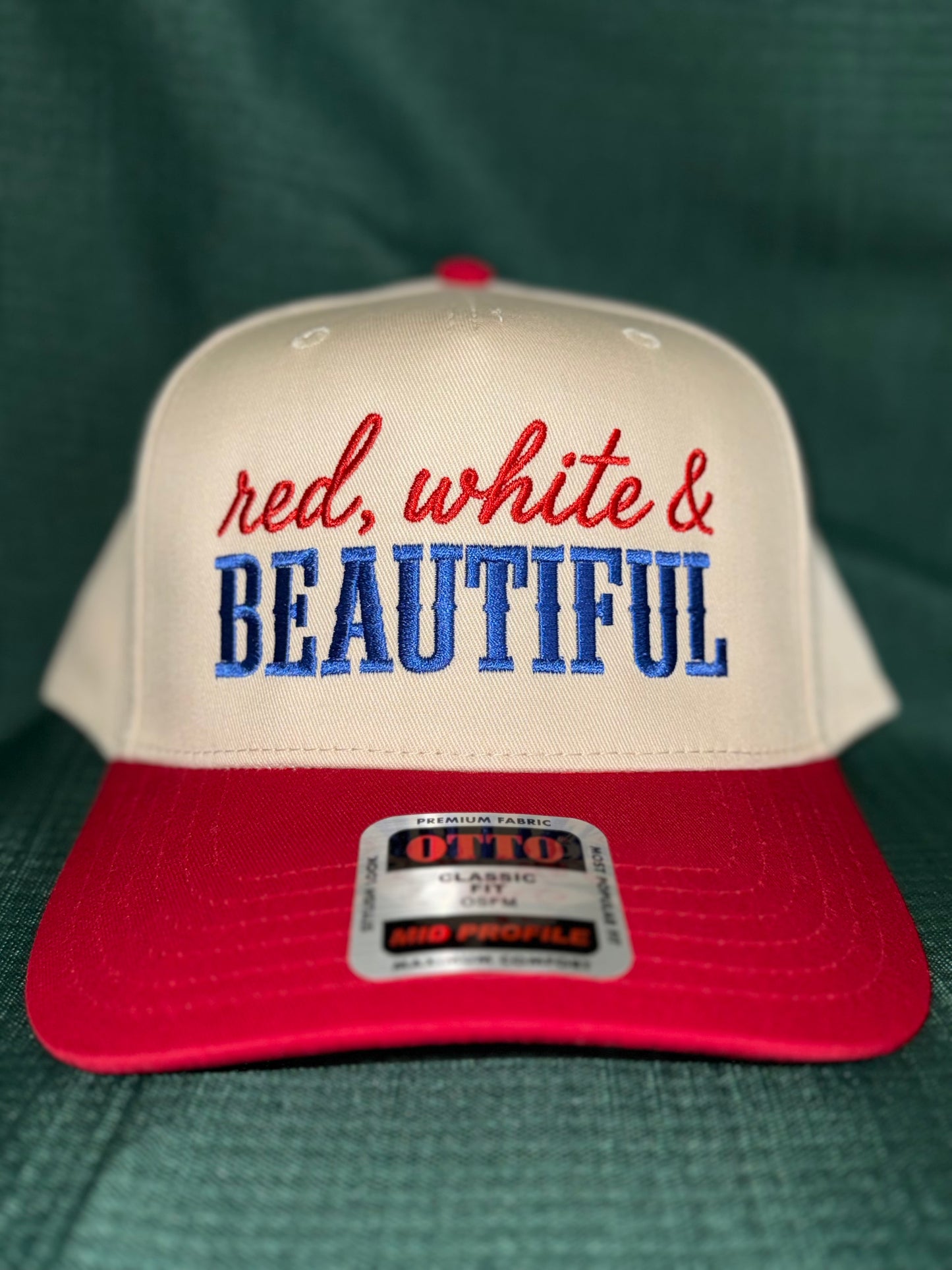 Red, White & Beautiful Embroidered Hat