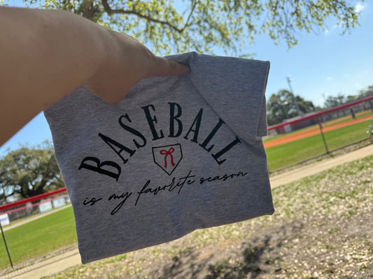 “Baseball is My Favorite Season” Embroidered Crewneck Shirt